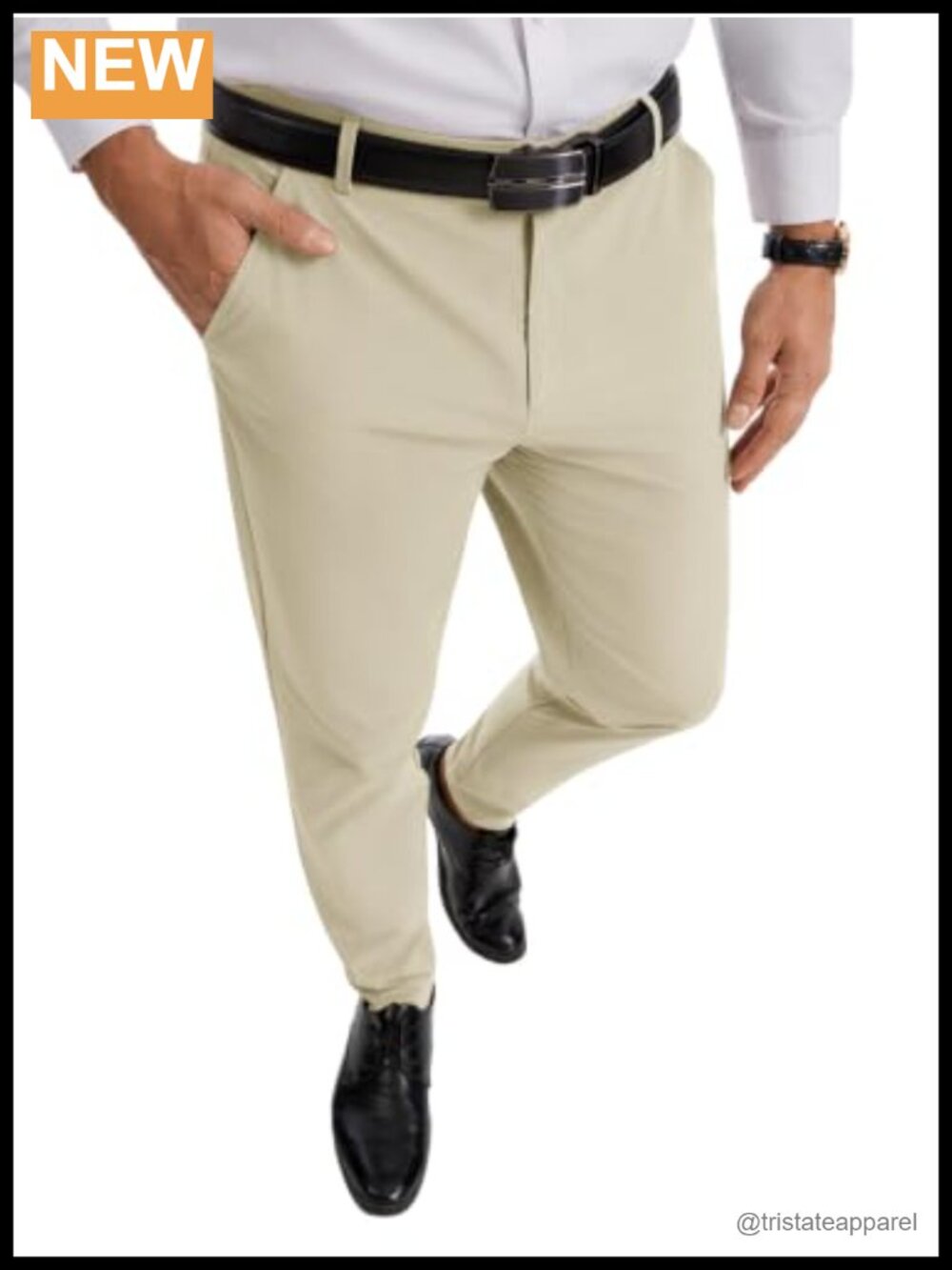 Men's Slim Fit Dress Pants Stretch Skinny Tapered Chinos Work Trousers